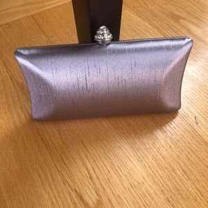Silver clutch with detachable chain shoulder strap